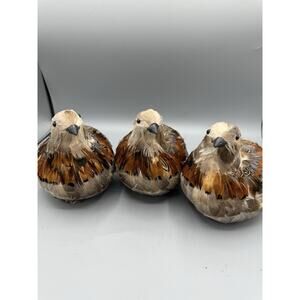 Set of 3 Feathered Decorative Birds 6” Realistic Craft Décor Artificial Bird Lot